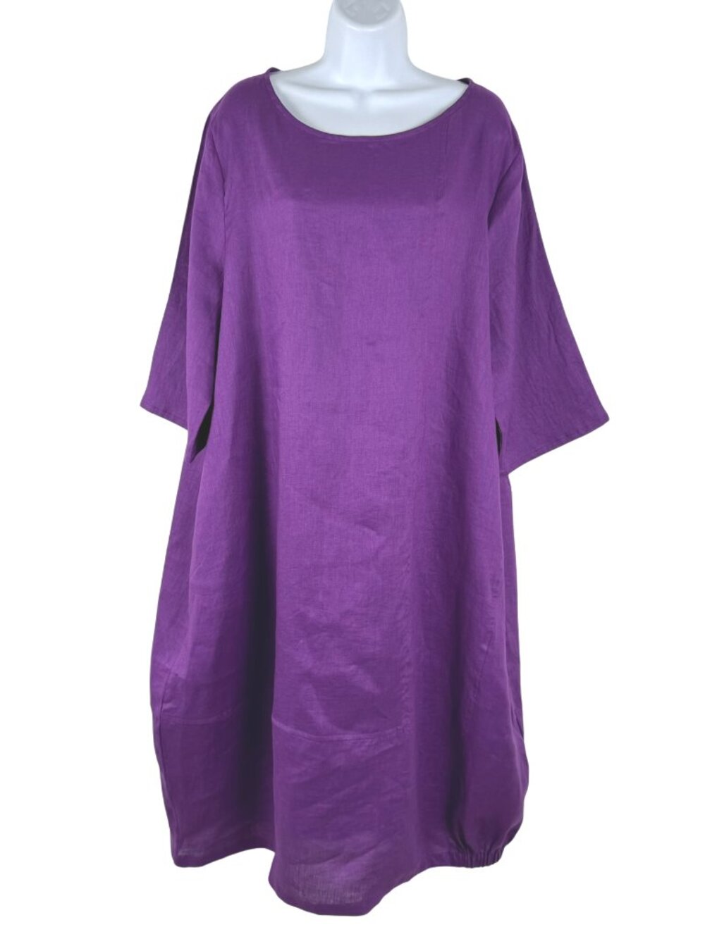 Lintico Linen Dress 2XL Purple Solid Lagenlook Slouchy Boho NWT DR-1903